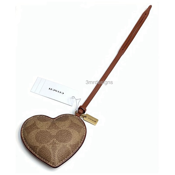 NWT COACH HEART PUFFY Coated Canvas & Glovetanned Leather Bag Charm/Keychain - Picture 8 of 9